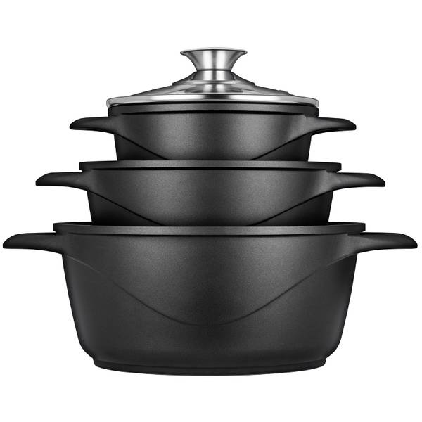 Kochtopf Set  BRI-MGK18 (6-teilig) Schwarz - Aluminium - Kristallglas