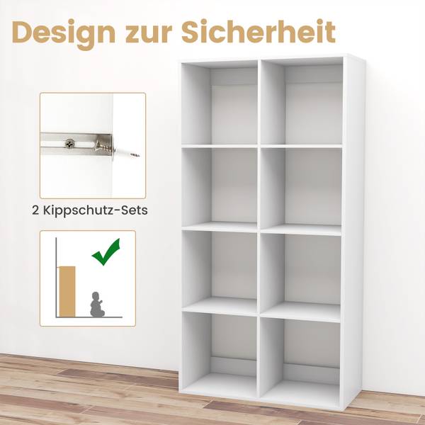 8-Würfel Bücherregal 61327508 Weiß - Holzwerkstoff - 70 x 137 x 33 cm