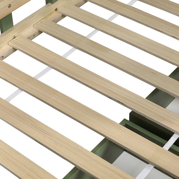 Hausbett Oneiros Ⅲ Grün - Holzwerkstoff - Massivholz - 95 x 152 x 204 cm