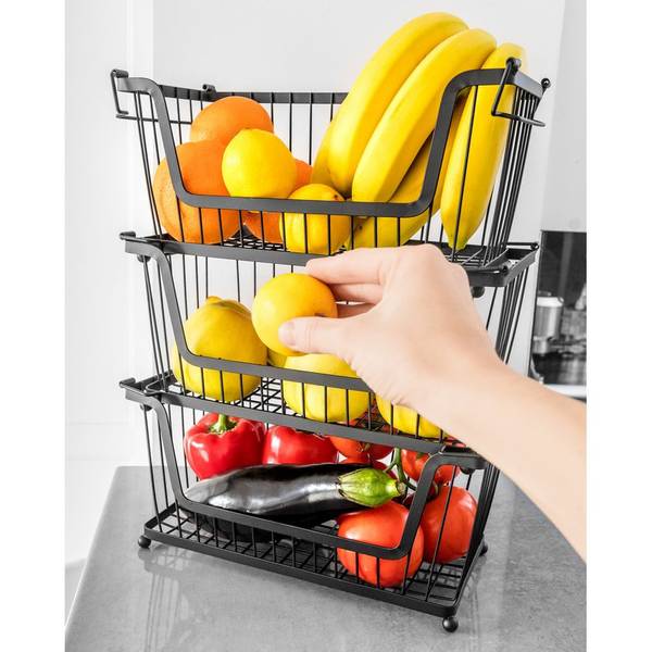 Obstkorb 3er Set SET272 Schwarz - Metall - 18 x 41 x 31 cm
