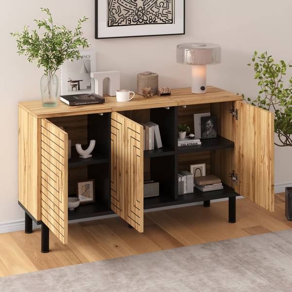 Sideboard Aphrodite Ⅴ Schwarz - Braun - Holzwerkstoff - 120 x 68 x 35 cm