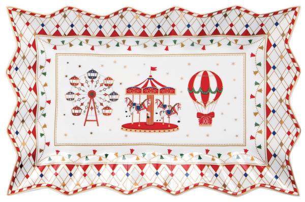 Plat de service Pays des merveilles Blanc - Porcelaine - 23 x 35 x 23 cm