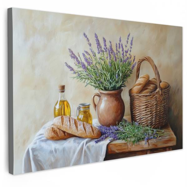 LEINWANDBILD Lavendel Violett - Baumwollstoff - 90 x 60 x 2 cm