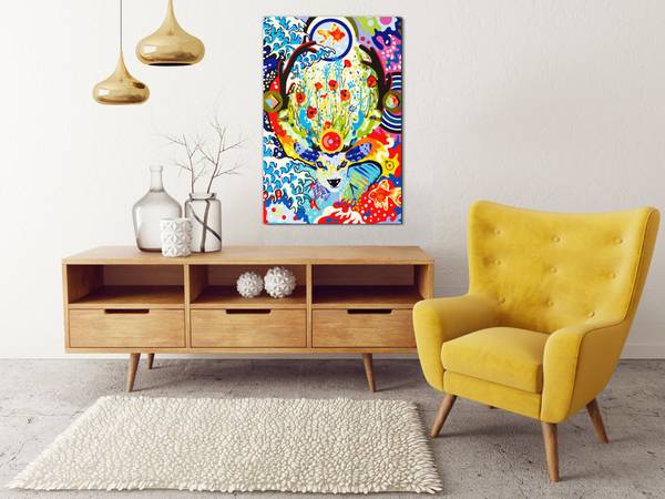 Wandbild Malen nach Zahlen Tiere Tup Baumwollstoff - 40 x 60 x 2 cm