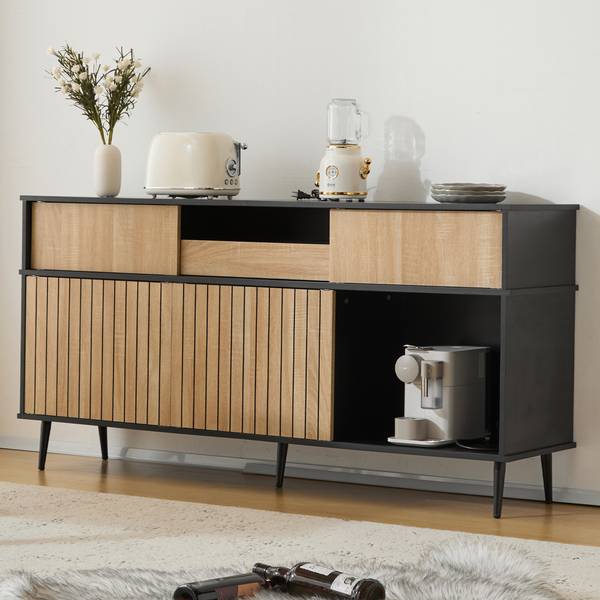 Sideboard EveNatur Ⅲ Schwarz - Stahl - 160 x 80 x 40 cm
