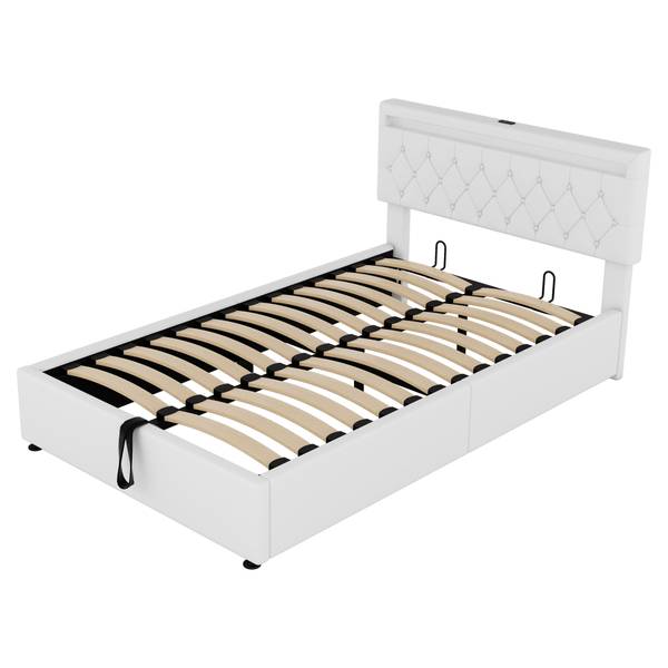 Polsterbett mit LED O1429 Weiß