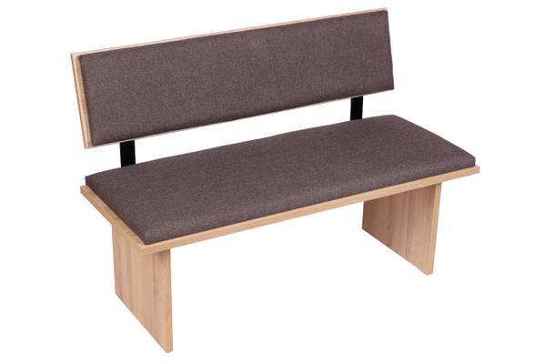 Sitzbank 'Die Stilvolle' L125cm Eiche Dekor - Steingrau - Tiefe: 125 cm