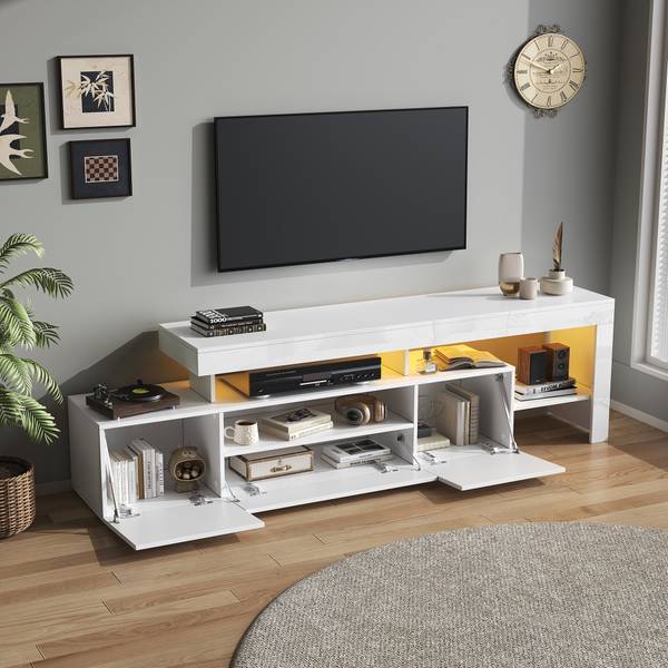 Meuble TV Endymion Ⅱ Blanc - Bois manufacturé - 37 x 53 x 192 cm