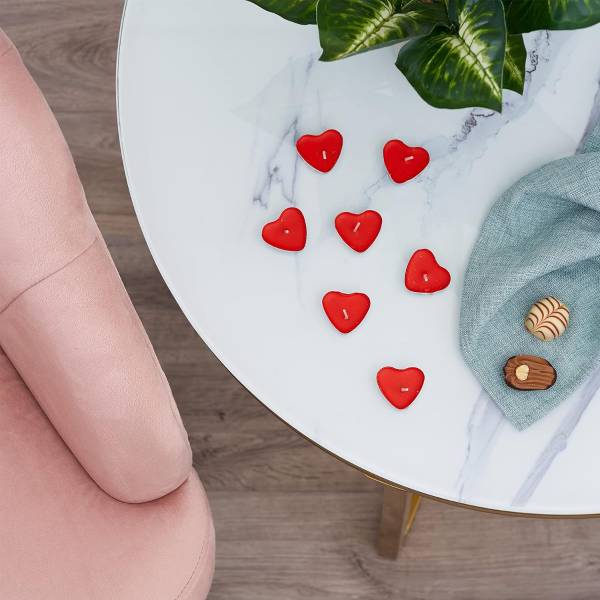 Bougies à réchaud Cœur (Set de 50) Rouge - Cire - 10 x 10 x 10 cm