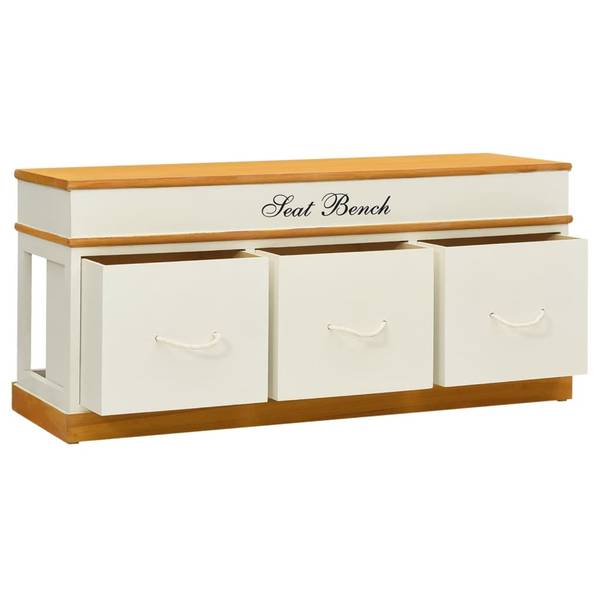 Sitzbank D3129 Weiß - Massivholz - 35 x 45 x 100 cm