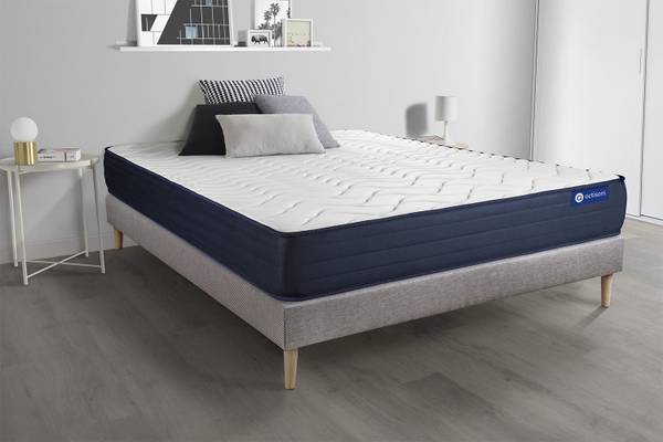 Bettgestell und Matratze Actilatex life Grau - Massivholz - 130 x 51 x 210 cm