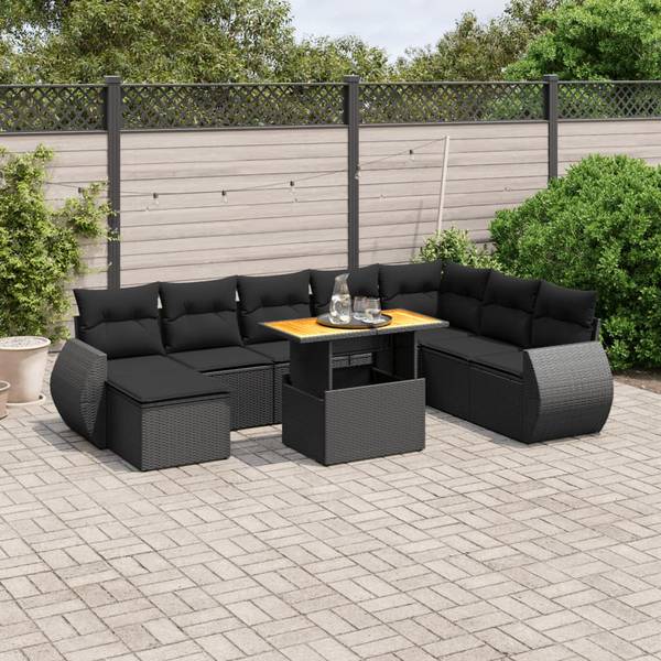 Salon de jardin 3037161-1 (lot de 9) Noir