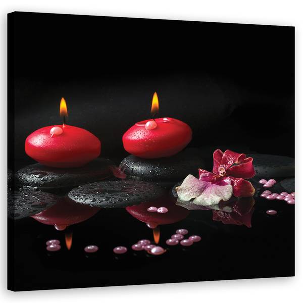Wandbild kerzen zen steine 30 x 30 cm