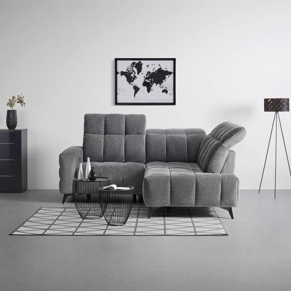 Wohnlandschaft PARIS Grau - Metall - Textil - Holz teilmassiv - 215 x 85 x 182 cm