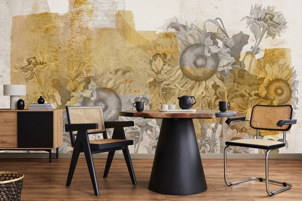 Fototapete SONNENBLUMEN Pflanzen Retro 520 x 318 x 318 cm