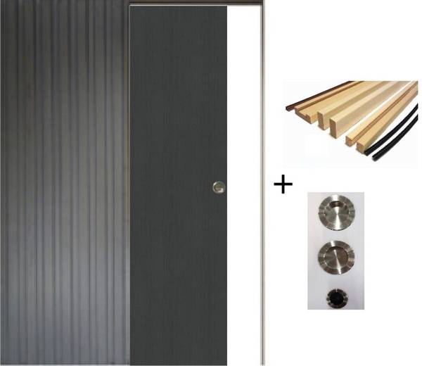 Porte Grey OAK Galandage3217 Noir - En partie en bois massif - 83 x 3 x 4 cm