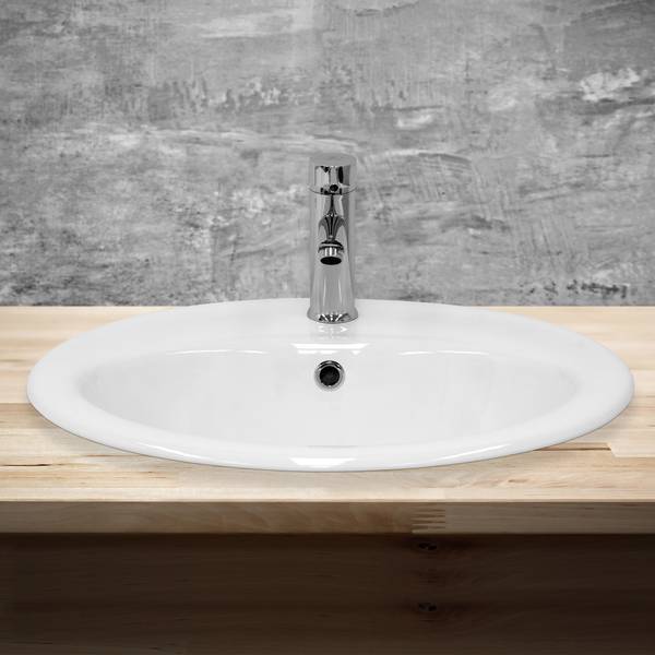 Waschbecken oval 57x48,5x19,5 cm Weiß Weiß - Samt - 49 x 195 x 57 cm