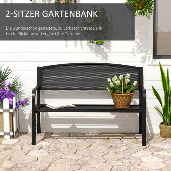Gartenbank 84B-182BK Braun - Metall - 60 x 87 x 127 cm
