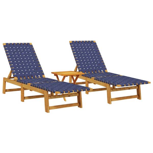 Sonnenliege 3033517-4 (2er Set) Blau - Akazie - 55 x 87 x 157 cm