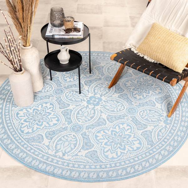 Teppich Summer Oriental Blau - 100 x 100 cm