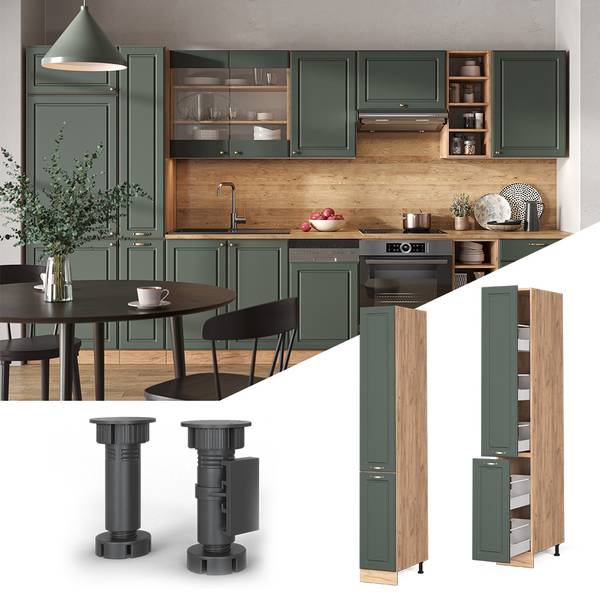 Apothekerschrank Fame-Line 38420 Grün - Eiche Sand Dekor