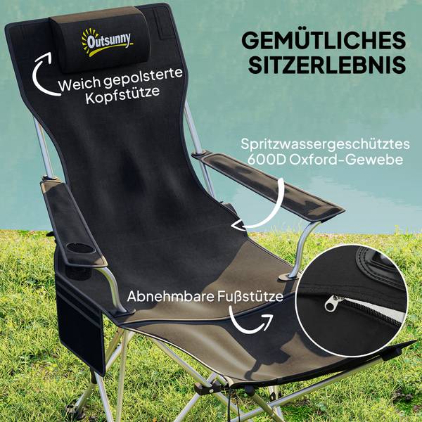 Campingstuhl A20-513V00BK 2er Set Schwarz - Metall - 48 x 90 x 125 cm