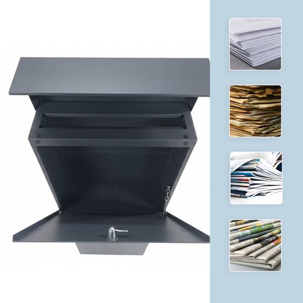 Standbriefkasten Stahl Grau - Stahl - 40 x 111 x 14 cm