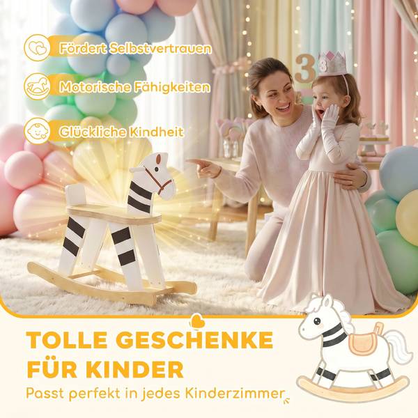 Kinderschaukelpferd 330-215V80MX Holzwerkstoff - 26 x 53 x 68 cm