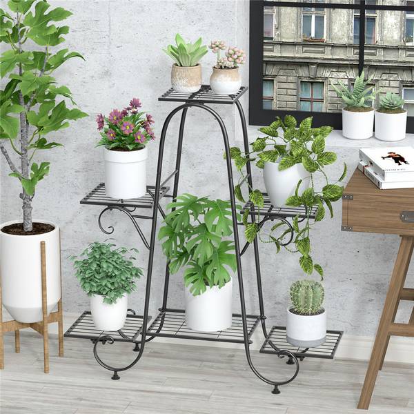 Plantenrek XJJ46 zwart - ijzer - 24 x 84 x 78 cm