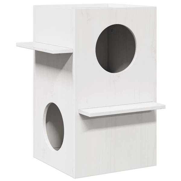 Katzenhaus 859302 Weiß - Massivholz - 43 x 60 x 43 cm