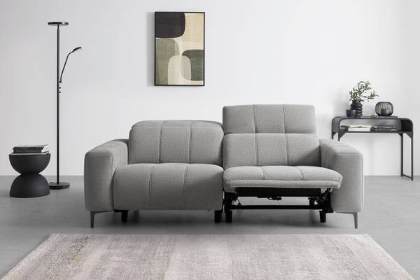 2,5-Sitzer ALVARO Grau - Metall - Kunststoff - Textil - Holz teilmassiv - 220 x 79 x 109 cm
