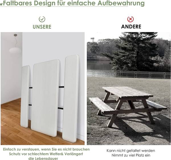 Klappbarer Picknicktisch OP70672 Weiß - Metall - Kunststoff