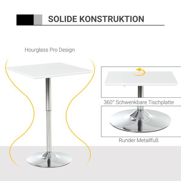 Bartisch 835-131 Weiß - Holzwerkstoff - 60 x 92 x 60 cm