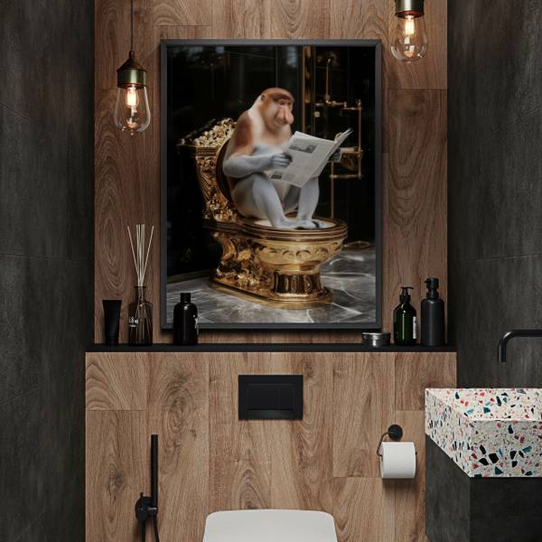 Poster NASENAFFE auf der Toilette 20 x 30 x 30 cm
