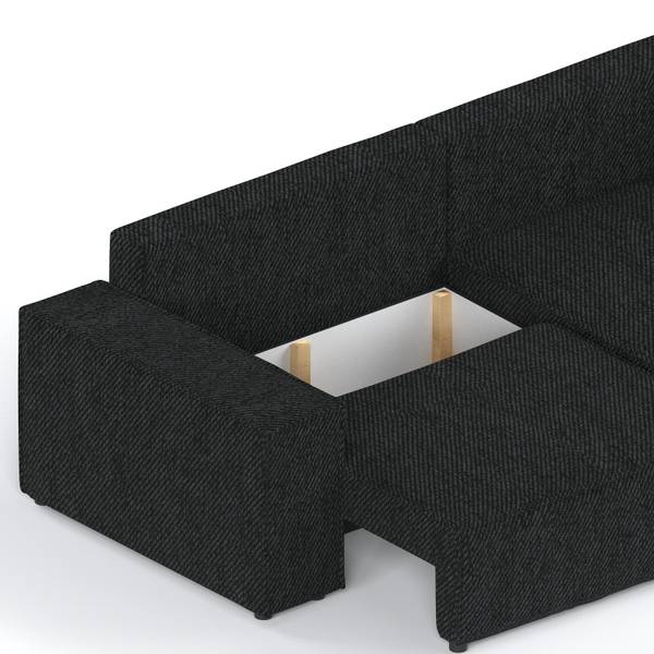 Ecksofa AVION mit Schlaffunktion Schwarz - Armlehne beidseitig montierbar - Ecke davorstehend rechts - Ottomane davorstehend rechts