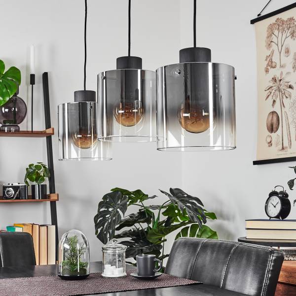 Pendelleuchte Riccione Schwarz - Grau - Aluminium - Klarglas - 6 x 5 x 85 cm