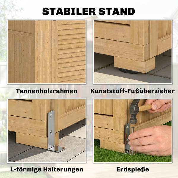 Geräteschuppen 84H-489V00LR Braun - Tanne - Eisen - 58 x 197 x 128 cm