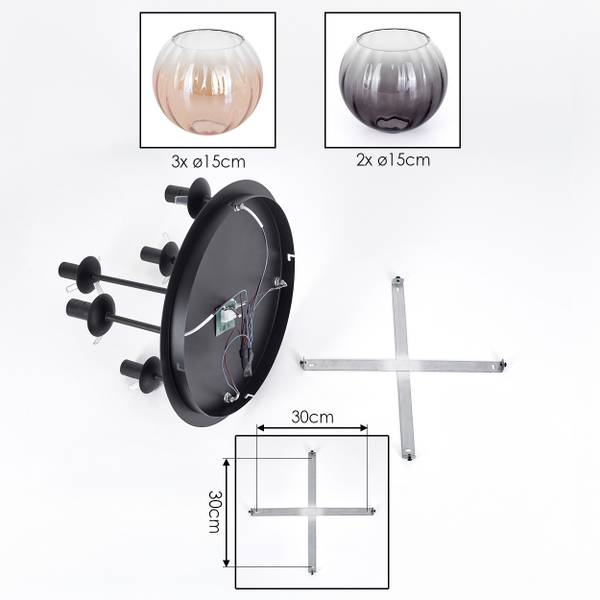 Deckenleuchte Cesaro Grau - Gelb - Metall - 39 x 22 x 40 cm