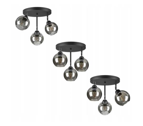 Deckenlampe Bergen III Schwarz - Glas Schwarz - Hochglanz Schwarz - Durchsichtig