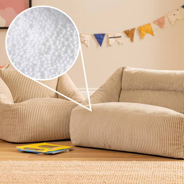 Kindersitzsack Sofa mit Sessel Cecilia Beige