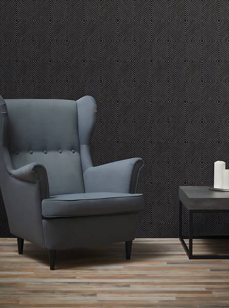 Vliestapete 369265-GU Schwarz - Textil - 53 x 1 x 1005 cm