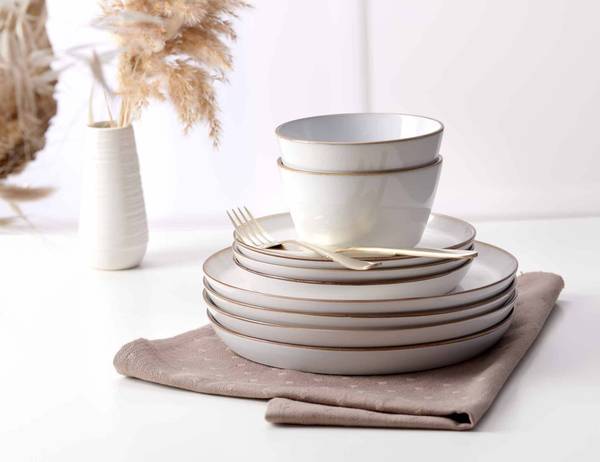 Kombiservice Visby 16-teilig Weiß - Stein - 2 x 2 x 2 cm