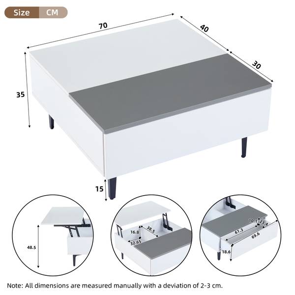 Couchtisch Ourea Ⅱ Grau - Weiß