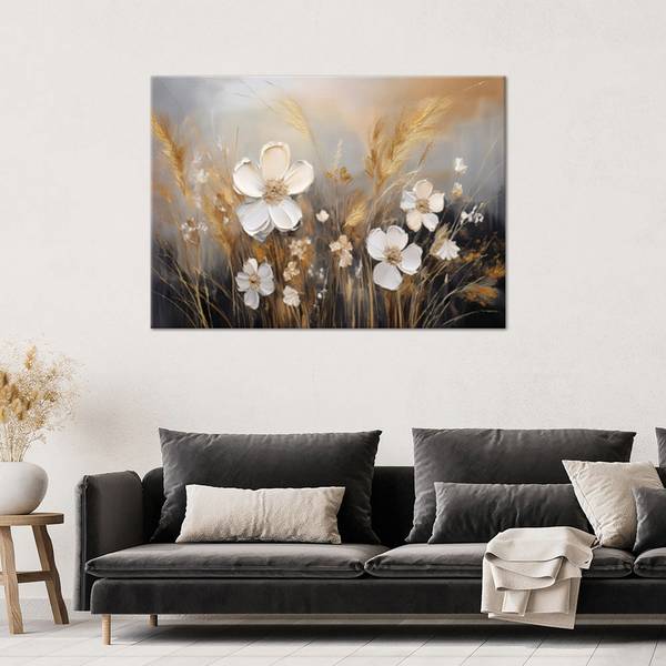 Canvas schilderij Bloemen 90 x 60 cm