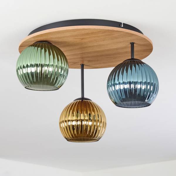 Deckenleuchte Cesaro Blau - Gold - Grün - Aluminium - Klarglas - 29 x 34 x 79 cm