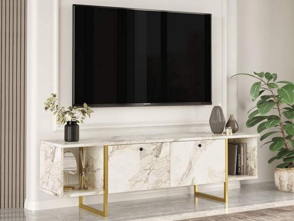 TV-Board DERANA Weiß - Holz teilmassiv - 40 x 48 x 160 cm
