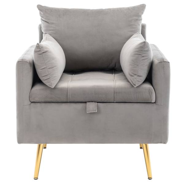 Sessel mit 2 Kissen Nulzu Grau - Metall - Textil - 76 x 76 x 71 cm