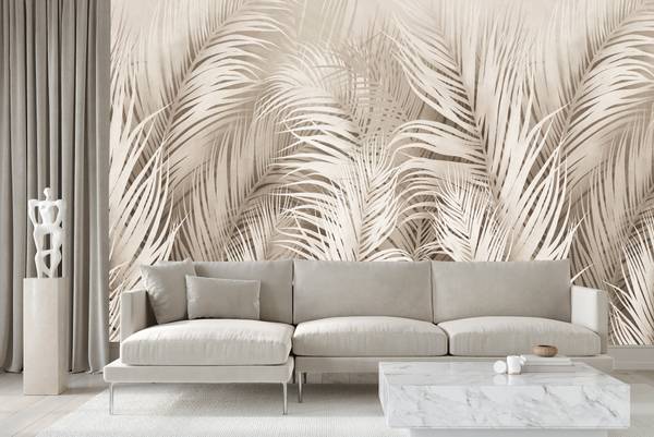 Vlies-Fotobehang PALMBLADEREN Planten beige - 460 x 300 x 300 cm