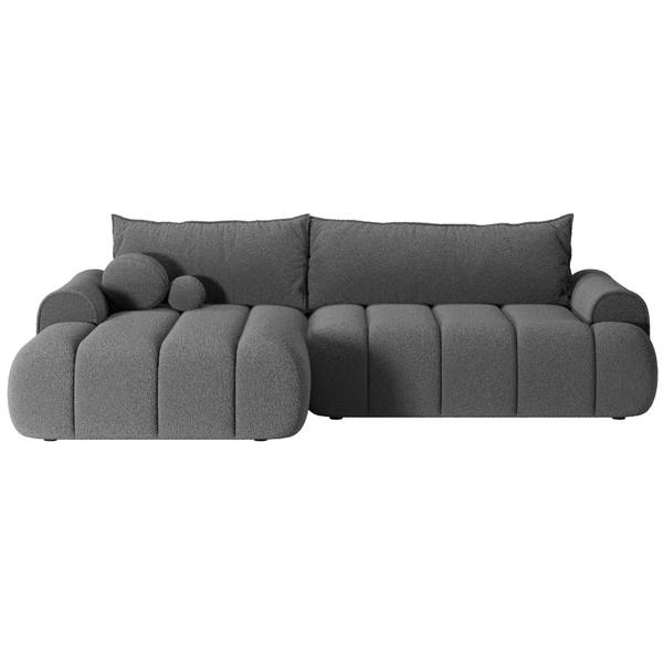 Ecksofa DANDELINO Grau - Ecke davorstehend links - Ottomane davorstehend links