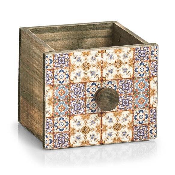 Schubladenbox "Mosaik", Holz Weiß - Holzwerkstoff - 14 x 12 x 12 cm
